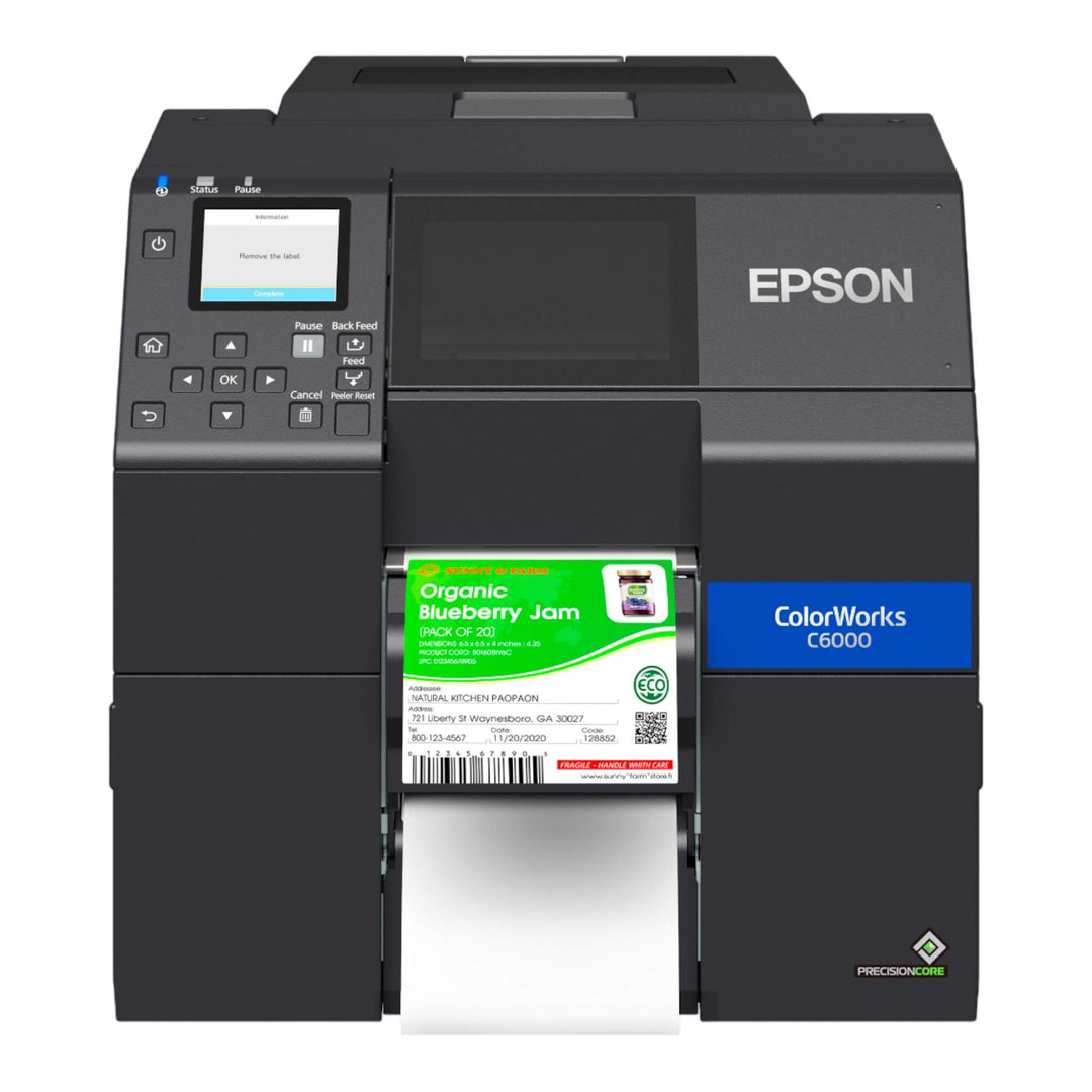 ColorWorks CW-C6000 Desktop Product Label Printer - Front with Peel and Present