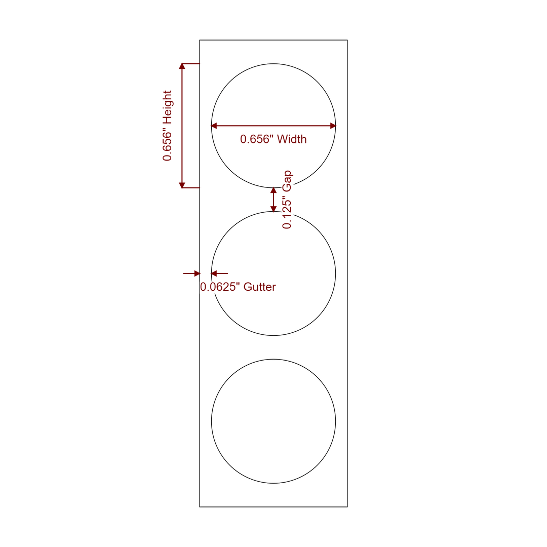 0.656" Diameter Circle Roll for Primera Printers; 0.656" Diameter Circle Label Diagram
