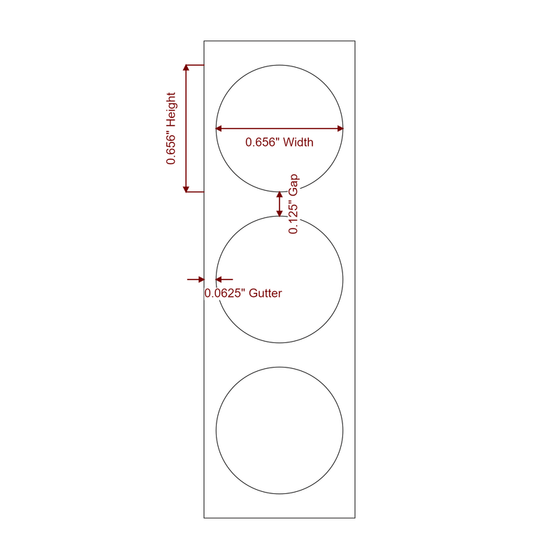 0.656" Diameter Circle Inkjet Label Rolls | Fits Primera - Label Diagram