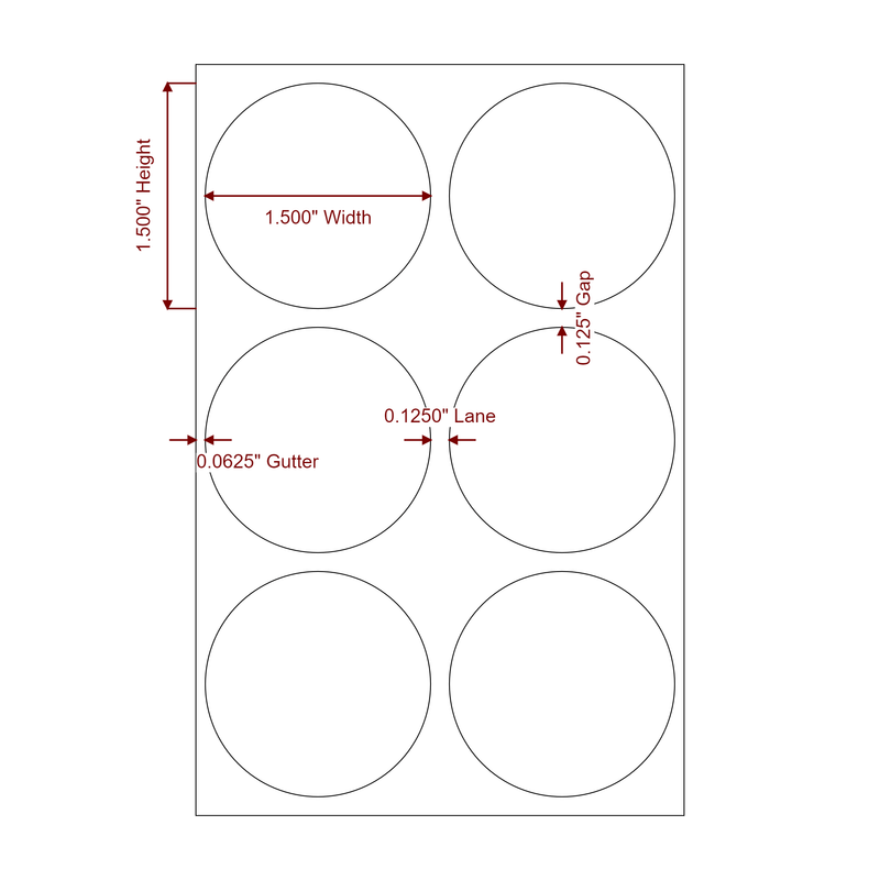 1.5" Diameter Circle Inkjet Label Rolls | 2-Up | Fits Epson ColorWorks & Primera - Label Diagram