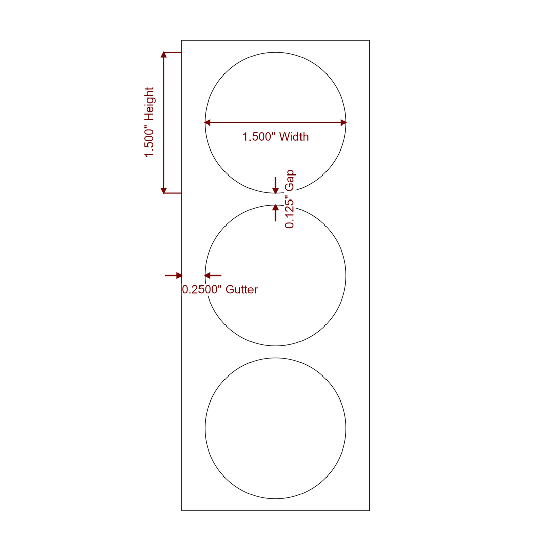 1.5" Diameter Circle Roll for Epson ColorWorks Printers; 1.5" Diameter Circle Label Diagram