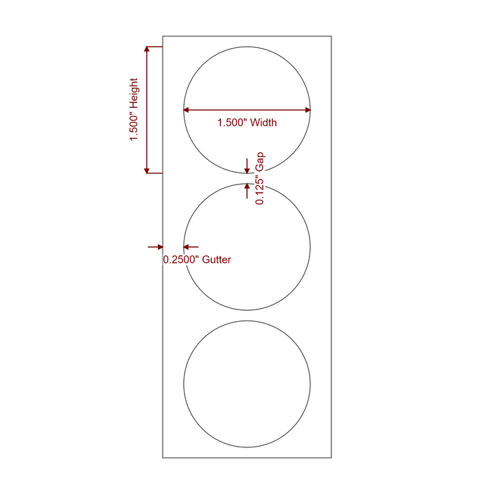 1.5" Diameter Circle Roll for Epson ColorWorks Printers; 1.5" Diameter Circle Label Diagram