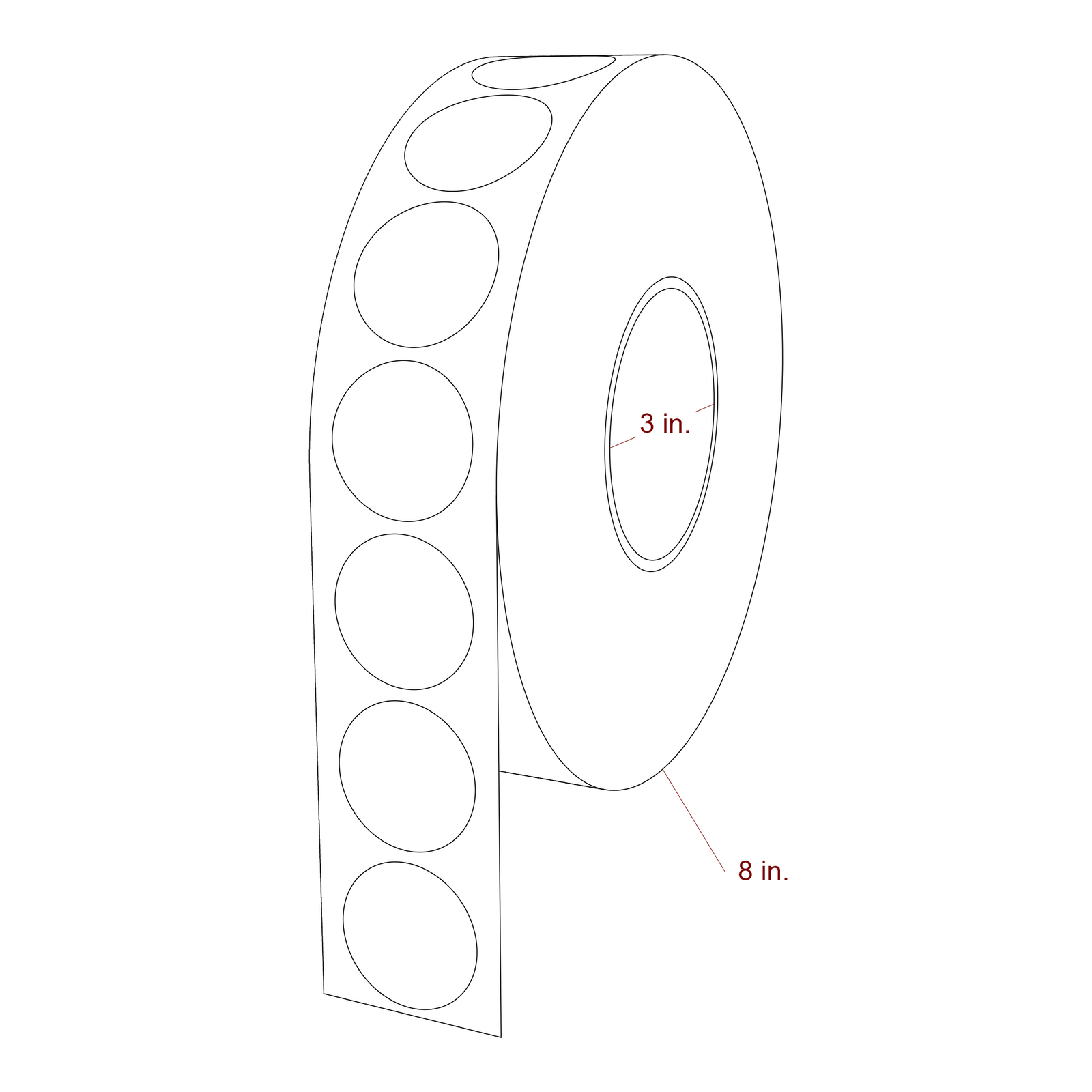 1.5" Diameter Circle Roll for Epson ColorWorks Printers; 1.5" Diameter Circle Label Diagram