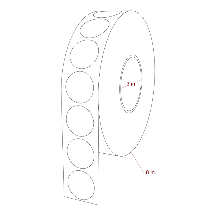 1.5" Diameter Circle Roll for Epson ColorWorks Printers; 1.5" Diameter Circle Label Diagram