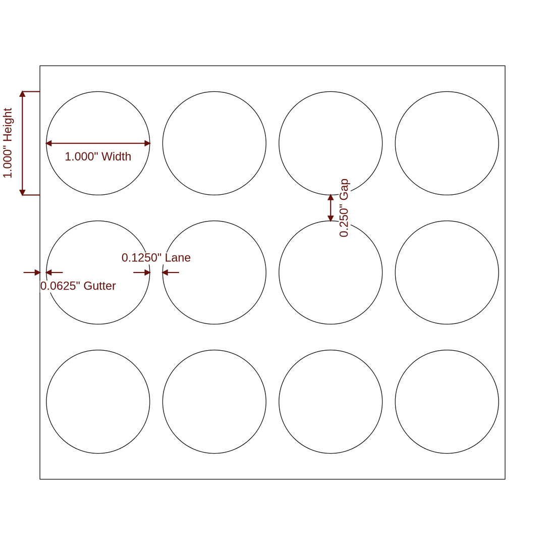 1" Diameter Circle Roll for Epson ColorWorks Printers; 1" Diameter Circle Label Diagram