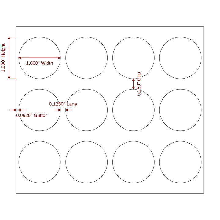 1" Diameter Circle Roll for Epson ColorWorks Printers; 1" Diameter Circle Label Diagram