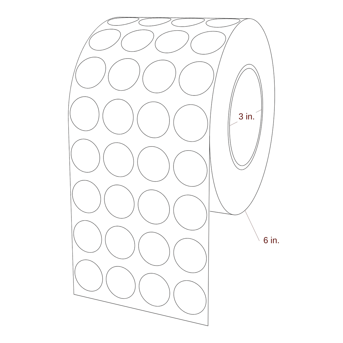 1" Diameter Circle Roll for Epson ColorWorks Printers; 1" Diameter Circle Label Diagram