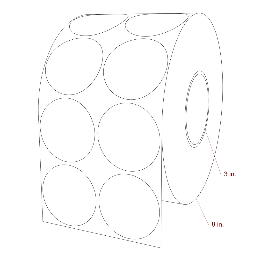 2.5" Diameter Circle Roll for Epson ColorWorks Printers; 2.5" Diameter Circle Label Diagram