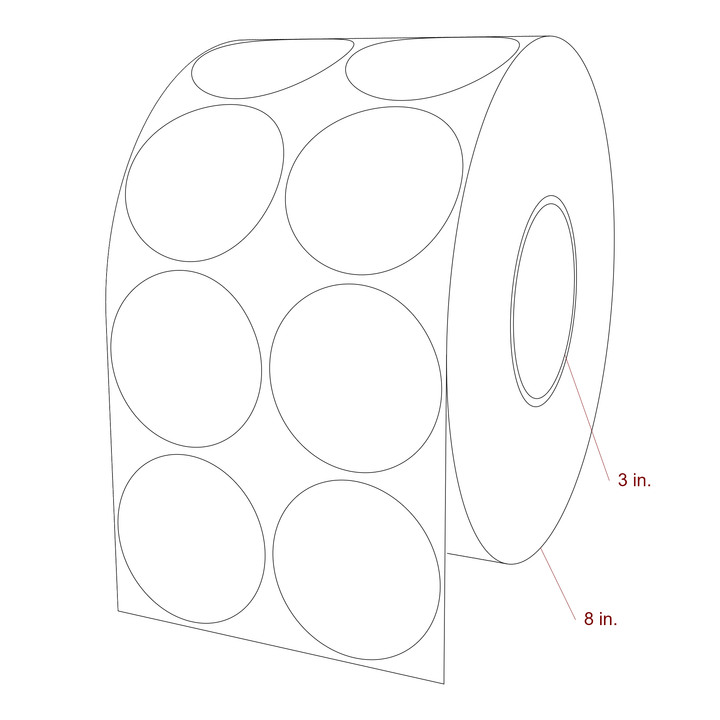 2.5" Diameter Circle Roll for Epson ColorWorks Printers; 2.5" Diameter Circle Label Diagram