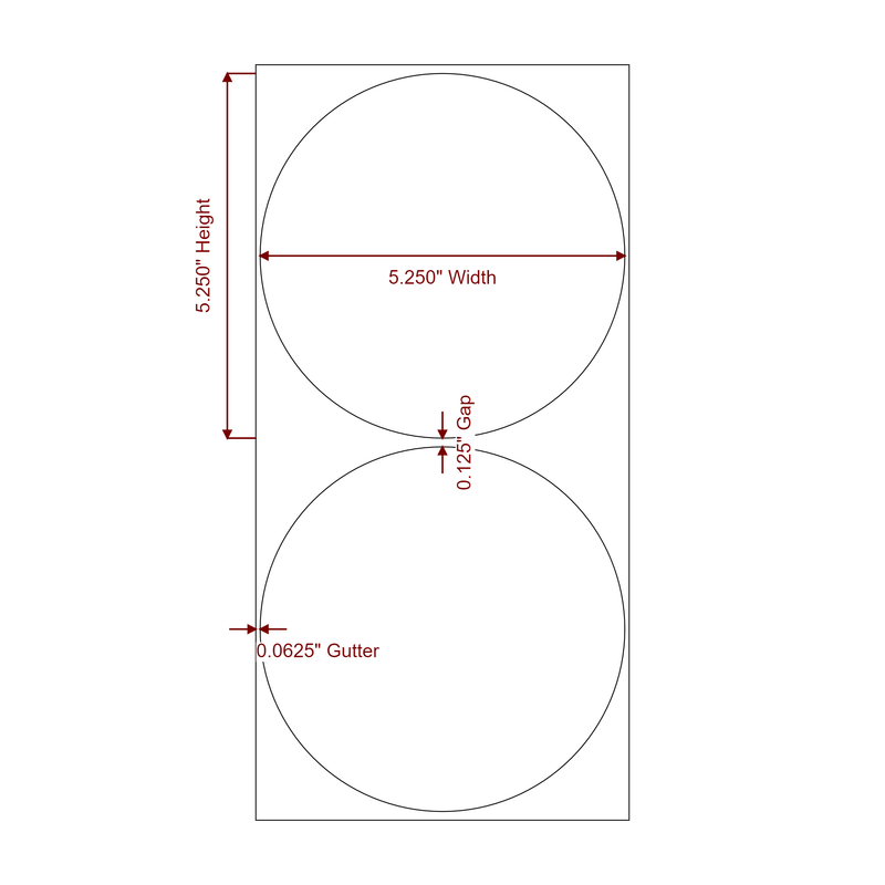 5.25" Diameter Circle Inkjet Label Rolls | Fits Epson ColorWorks & Primera - Label Diagram