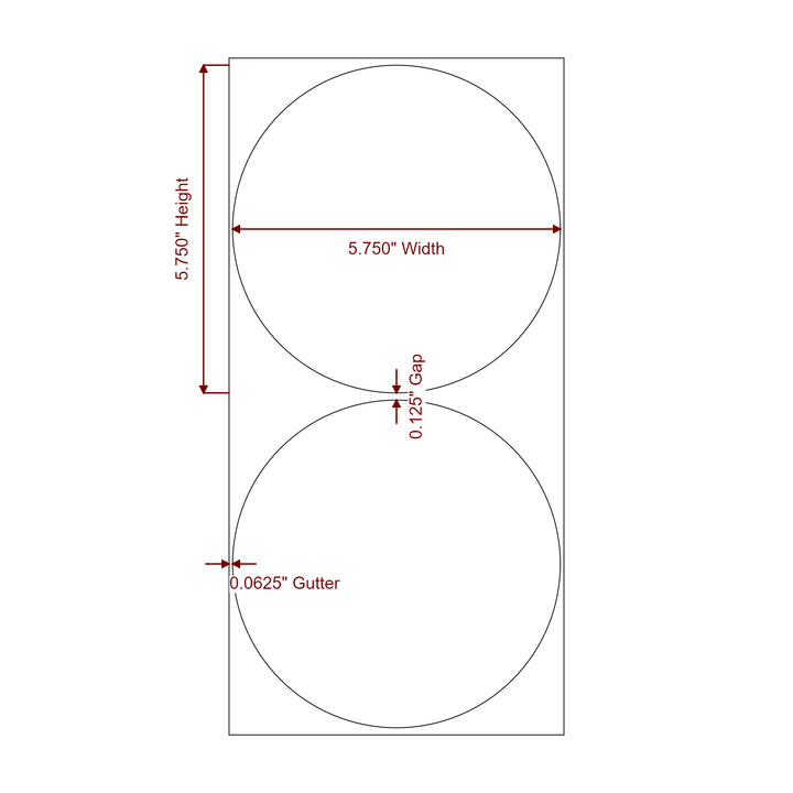 5.75 Inch Diameter Circle Inkjet Labels Roll - 2D Drawing