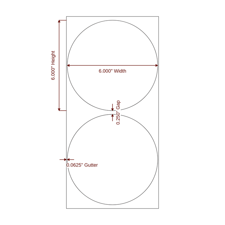 6" Diameter Circle Roll for Epson ColorWorks & Primera Printers; 6" Diameter Circle Label Diagram