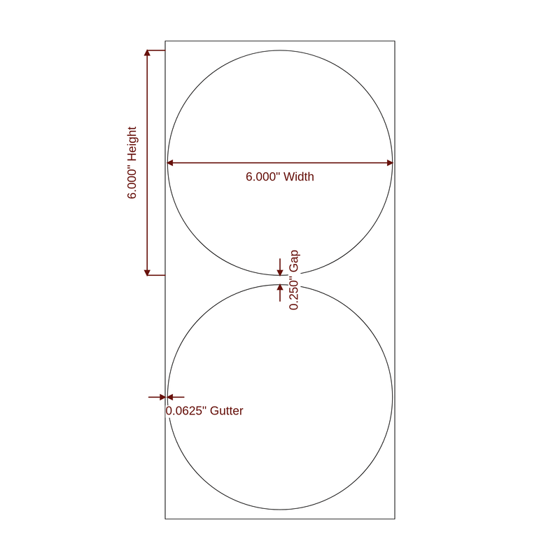 6" Diameter Circle Inkjet Label Rolls | Fits Epson ColorWorks & Primera - Label Diagram