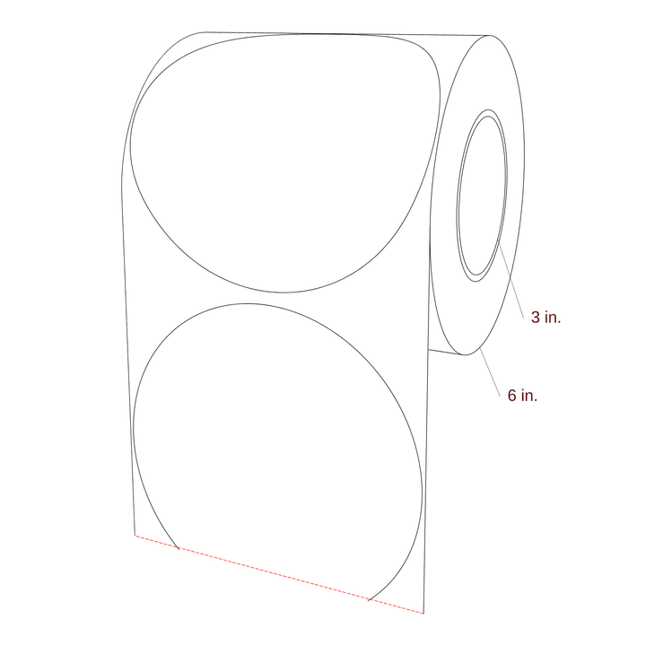 6" Diameter Circle Roll for Epson ColorWorks & Primera Printers; 6" Diameter Circle Label Diagram