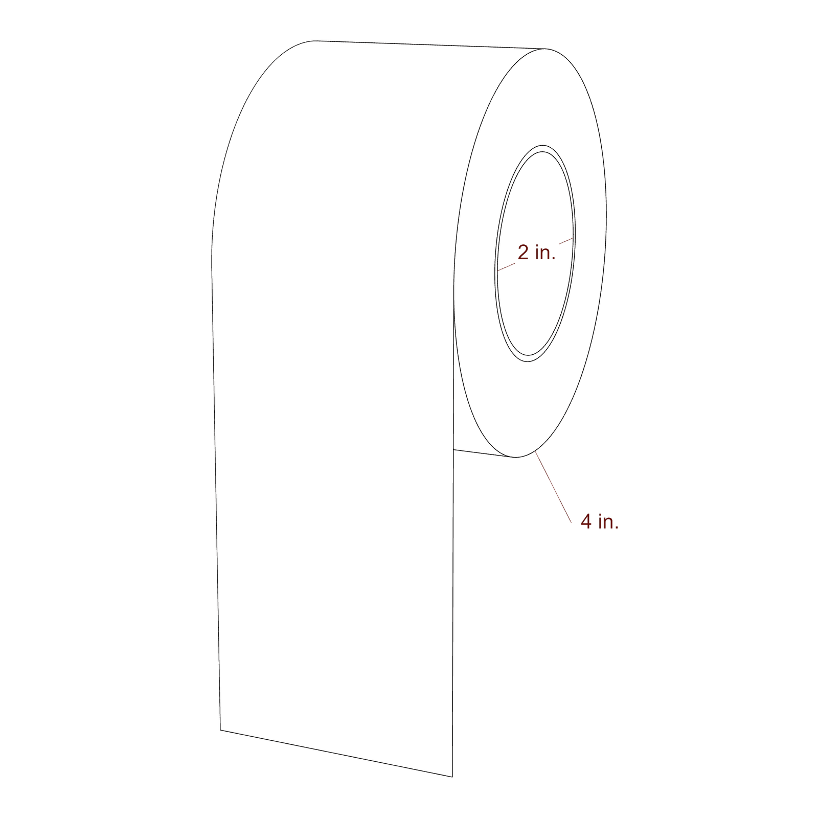 2.5" Width Continuous Roll for Epson ColorWorks & Primera Printers; 2.5" Width Continuous Label Diagram