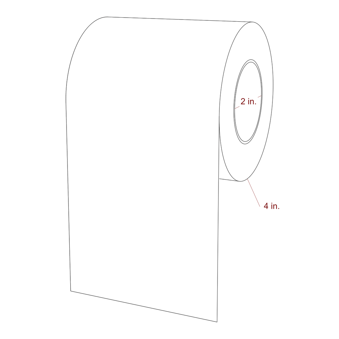 4 Inch Width Continuous Inkjet Label Roll - 2 Inch Core - 4 Inch Roll OD - 3D Perspective