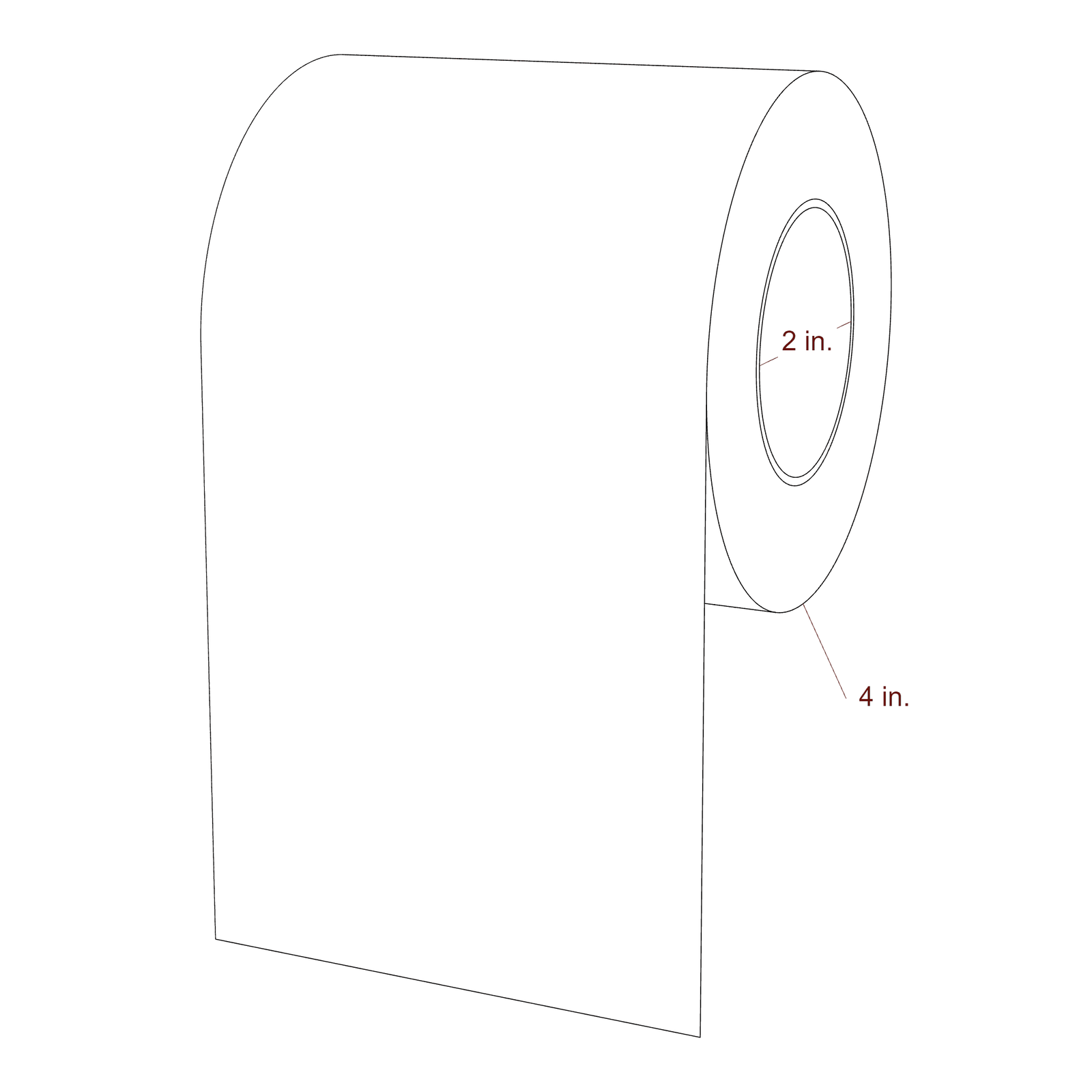 4" Width Continuous Roll for Epson ColorWorks & Primera Printers; 4" Width Continuous Label Diagram