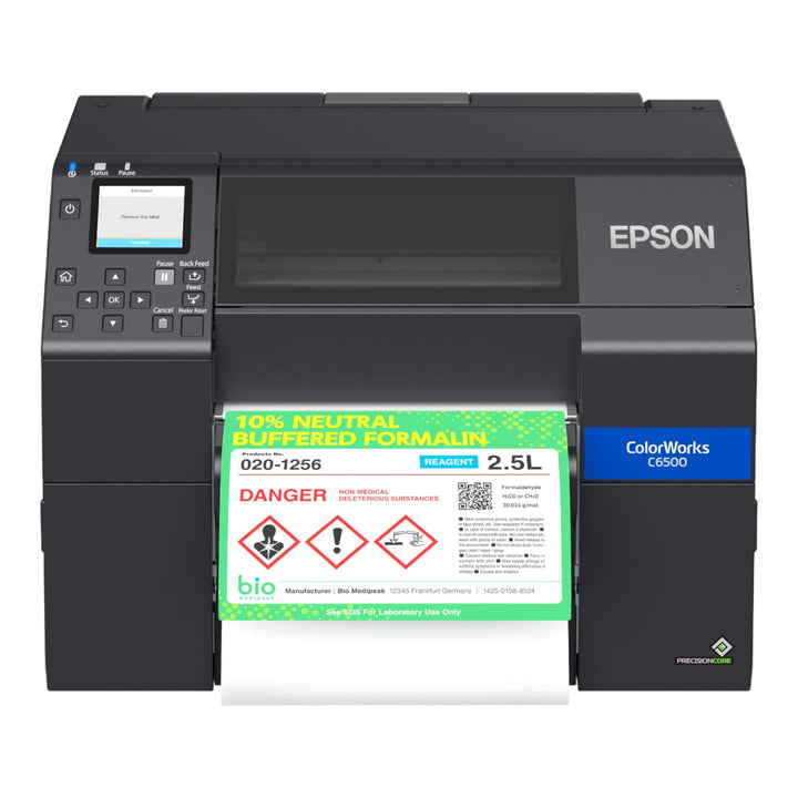 ColorWorks CW-C6500 Desktop Product Label Printer - Front with Peel and Present