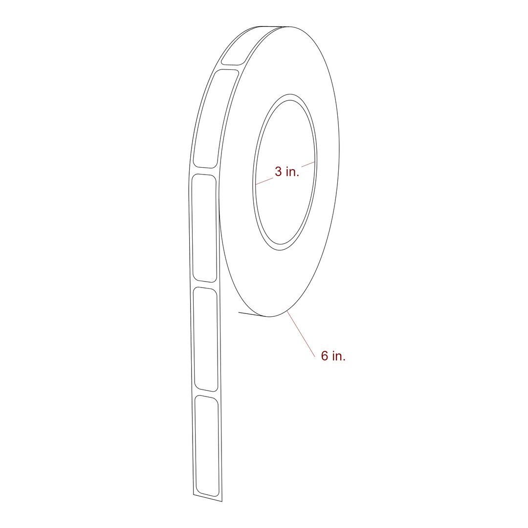 0.5 Inch x 2 Inch Rectangle Inkjet Label Roll - 3 Inch Core - 6 Inch Roll OD - 3D Perspective