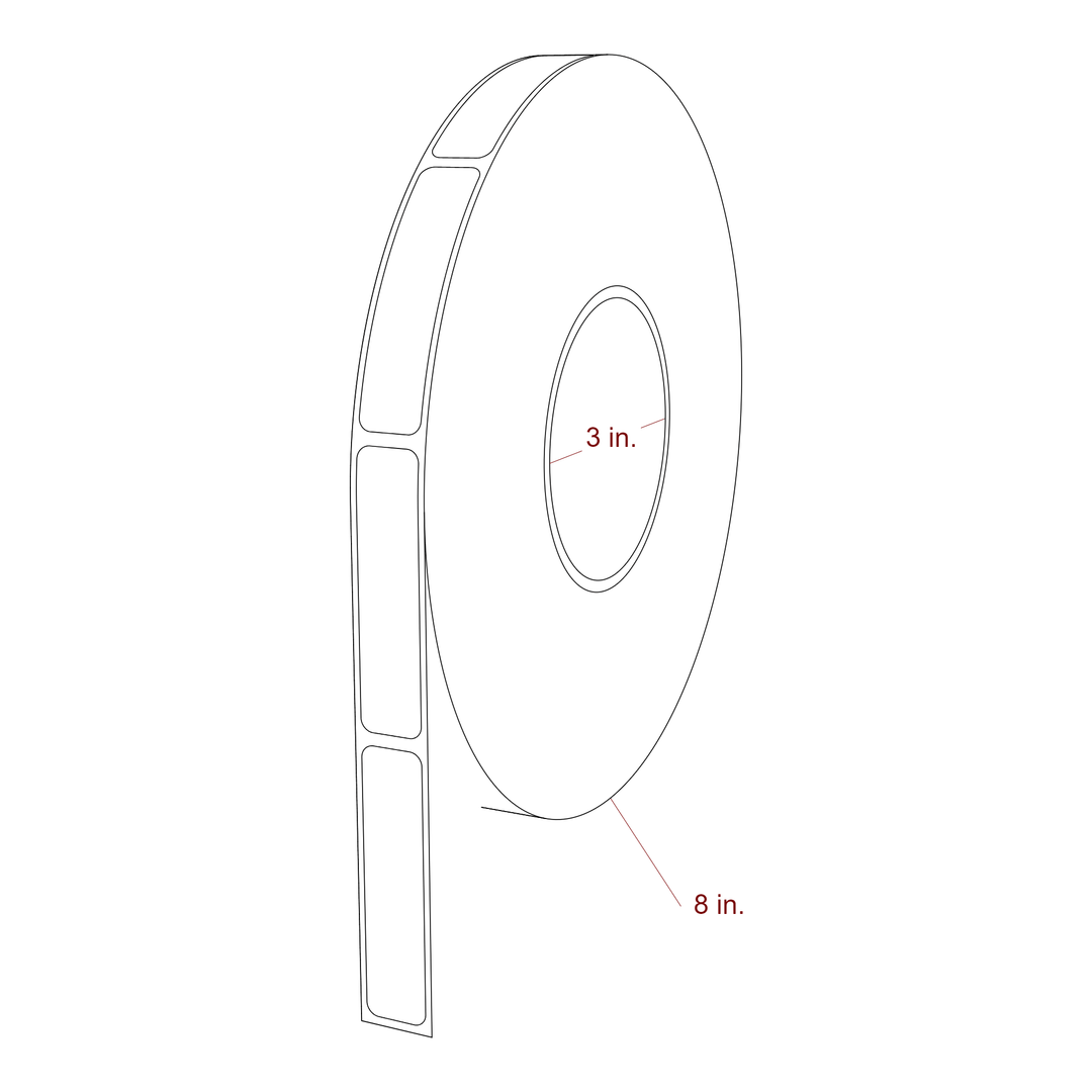 0.625 Inch x 2.625 Inch Rectangle Inkjet Label Roll - 3 Inch Core - 8 Inch Roll OD - 3D Perspective