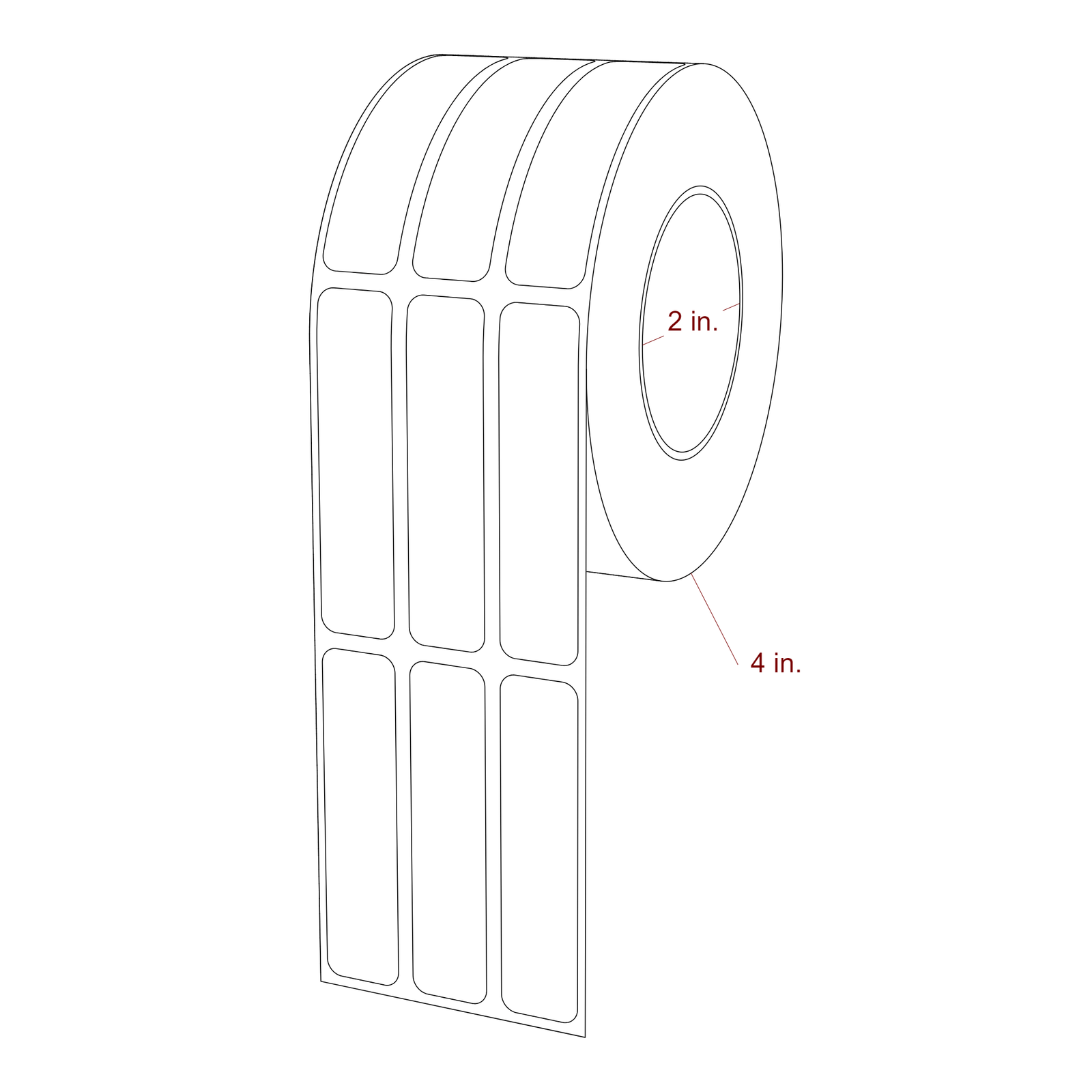 0.625 inch x 2.625 inch Rectangle Inkjet Label Roll - 3Up