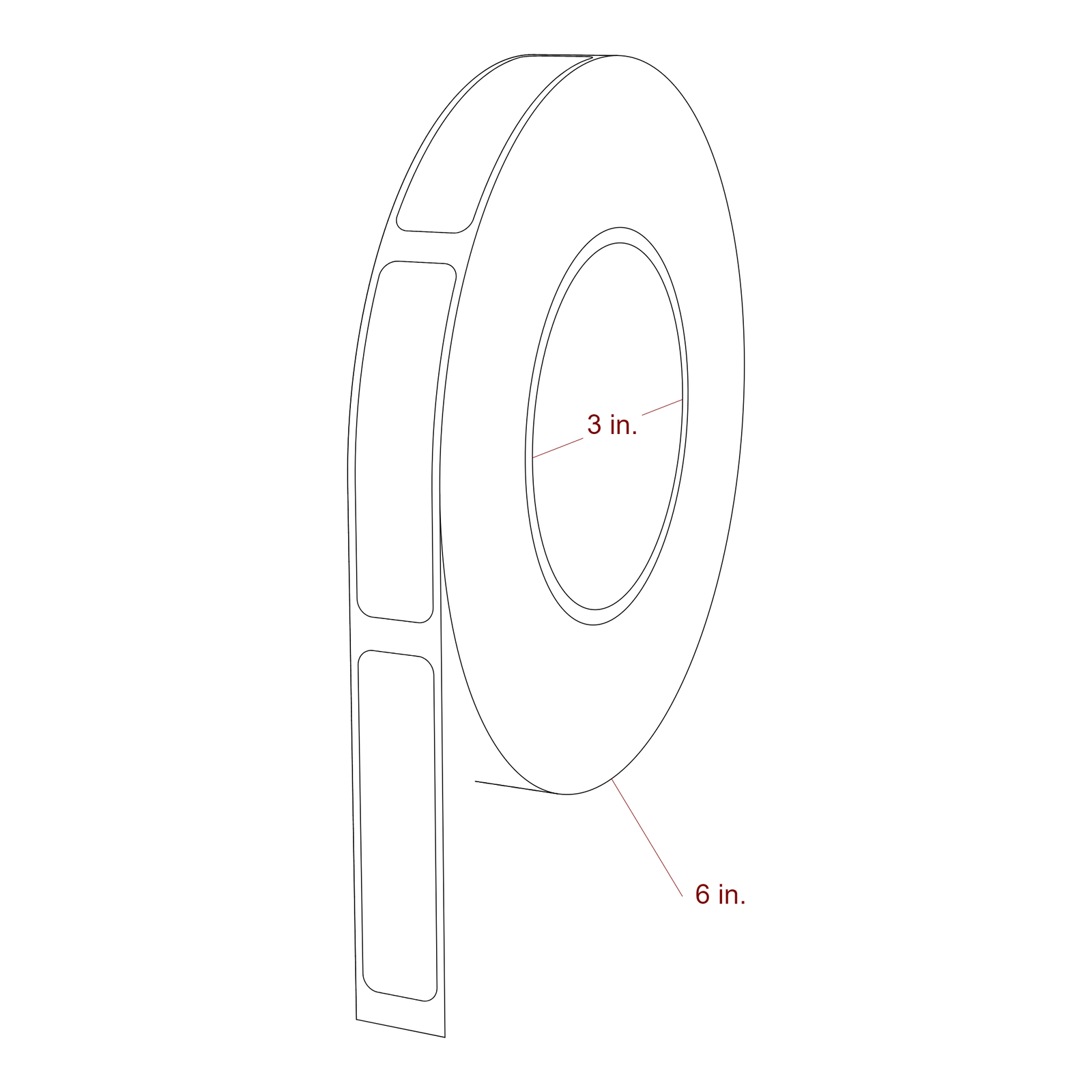 0.625 inch x 2.625 inch Rectangle Inkjet Label Roll | 0.25 in. Gap