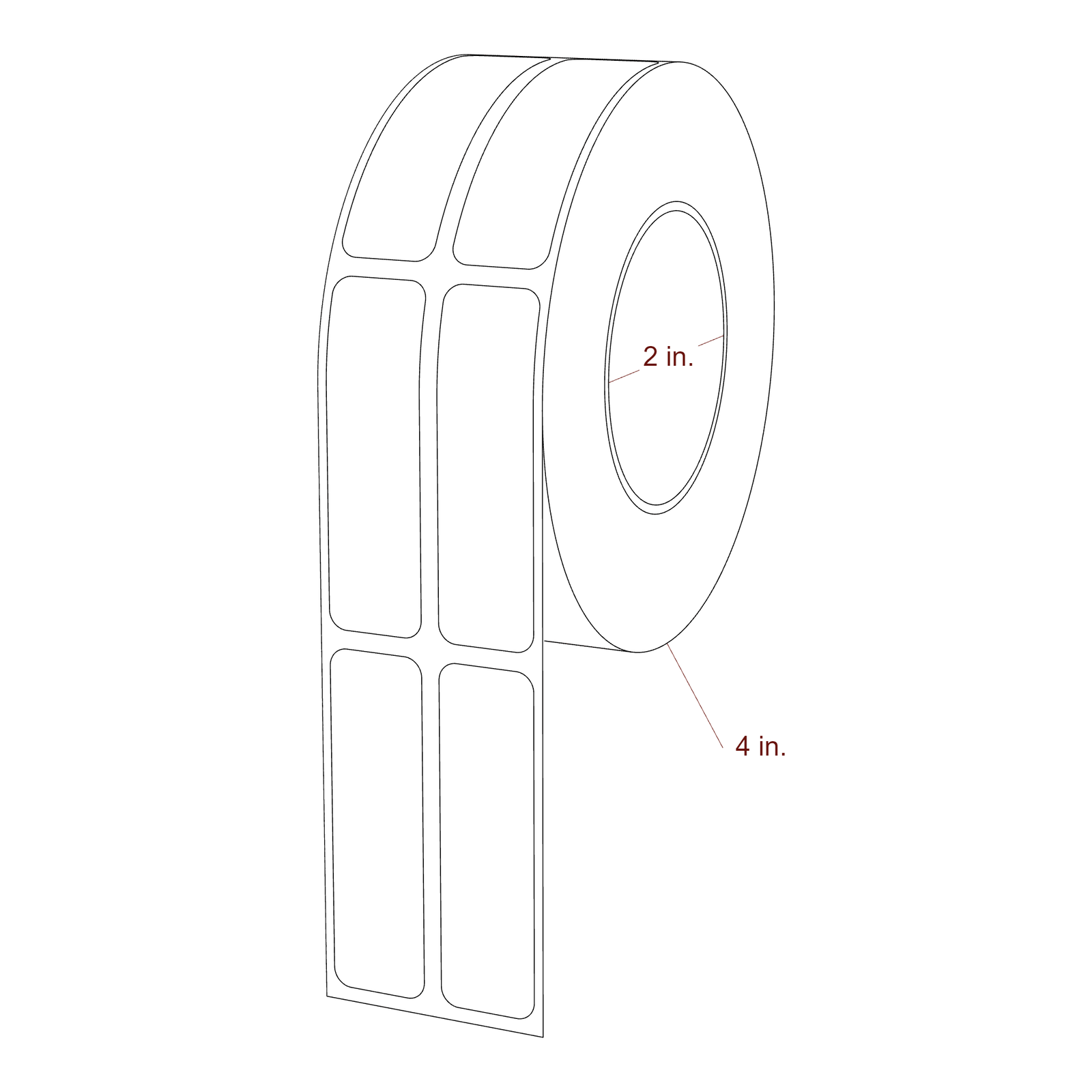 0.67" x 2.3125" Rectangle Roll for Inkjet Printers; 0.67" x 2.3125" Rectangle Label Diagram