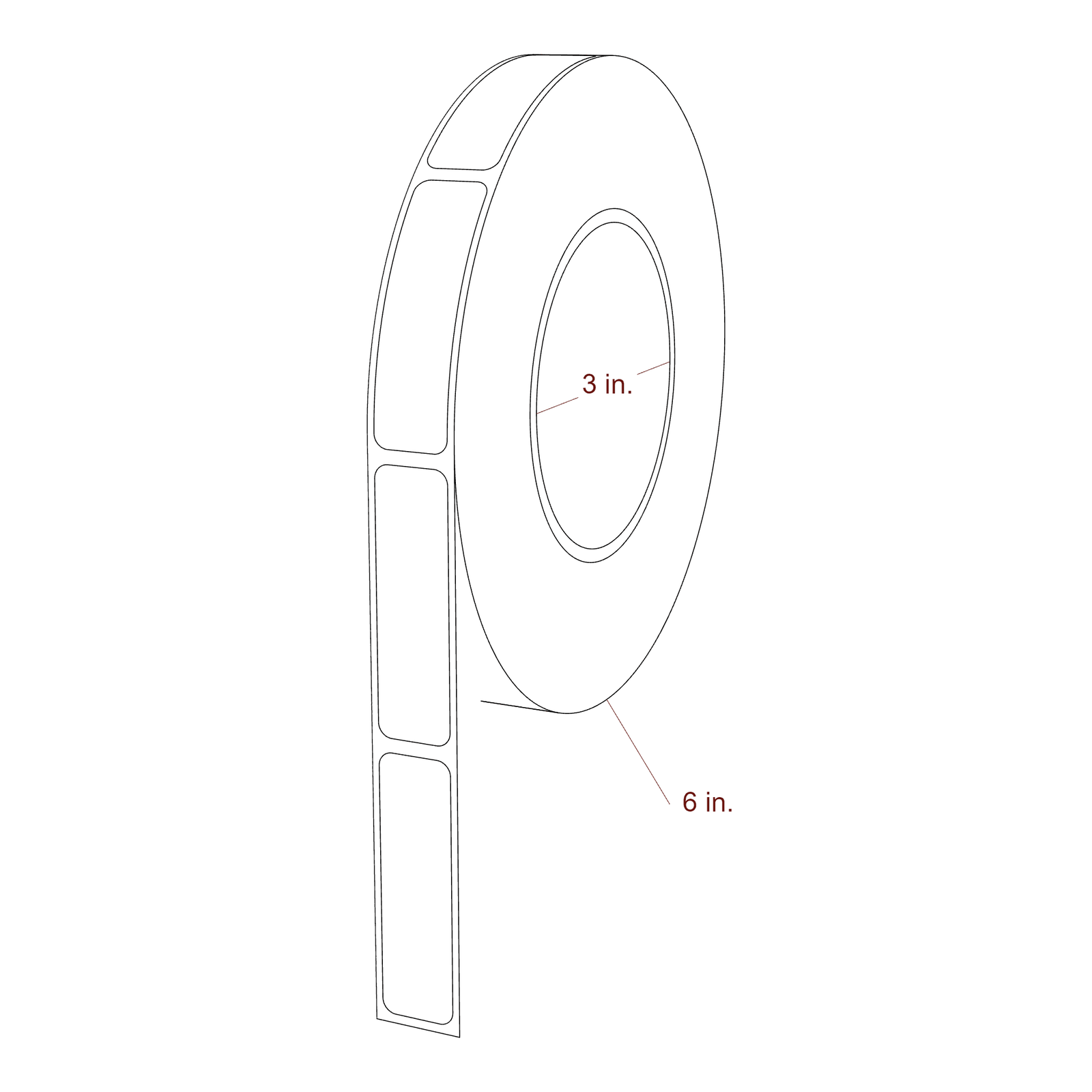 0.67" x 2.3125" Rectangle Roll for Inkjet Printers; 0.67" x 2.3125" Rectangle Label Diagram