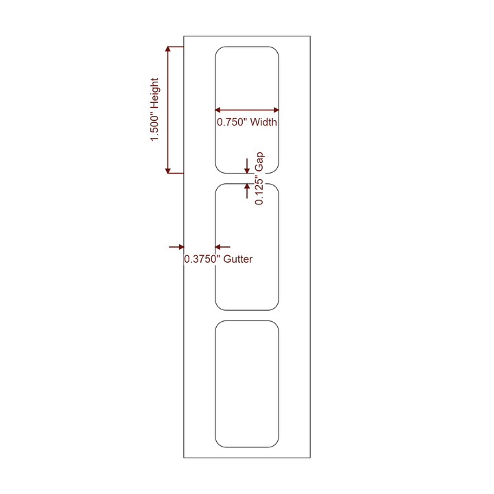 0.75" x 1.5" Rectangle Roll for Inkjet Printers; 0.75" x 1.5" Rectangle Label Diagram
