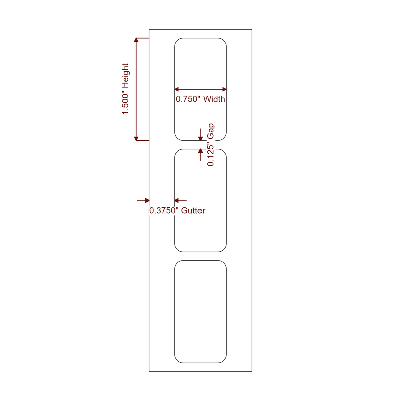 0.75" x 1.5" Inkjet Label Rolls - Label Diagram