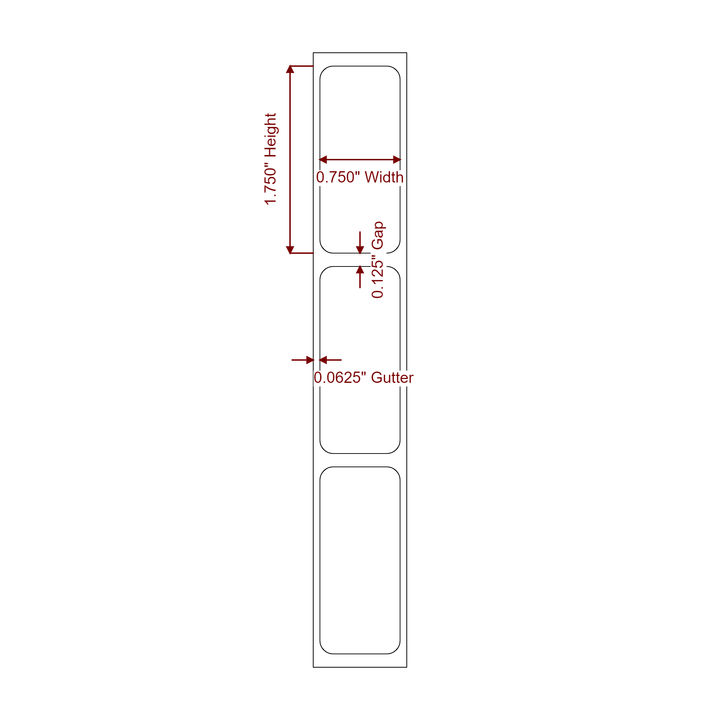 0.75" x 1.75" Rectangle Roll for Primera Printers; 0.75" x 1.75" Rectangle Label Diagram
