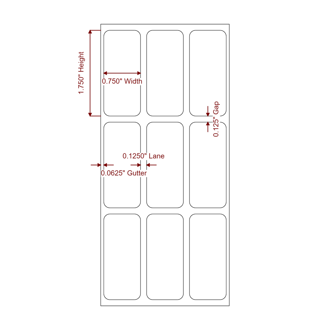 0.75" x 1.75" Rectangle Roll for Primera Printers; 0.75" x 1.75" Rectangle Label Diagram
