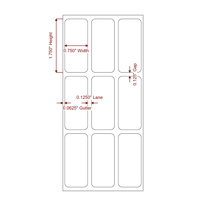 0.75" x 1.75" Rectangle Roll for Primera Printers; 0.75" x 1.75" Rectangle Label Diagram
