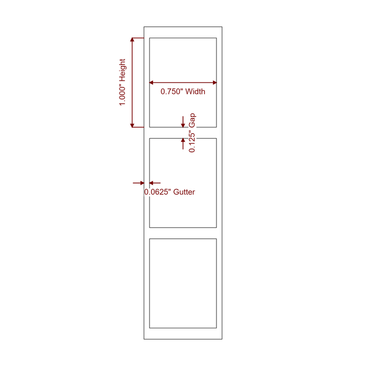 0.75" x 1" Rectangle Roll for Primera LX500 Printers; 0.75" x 1" Rectangle Label Diagram