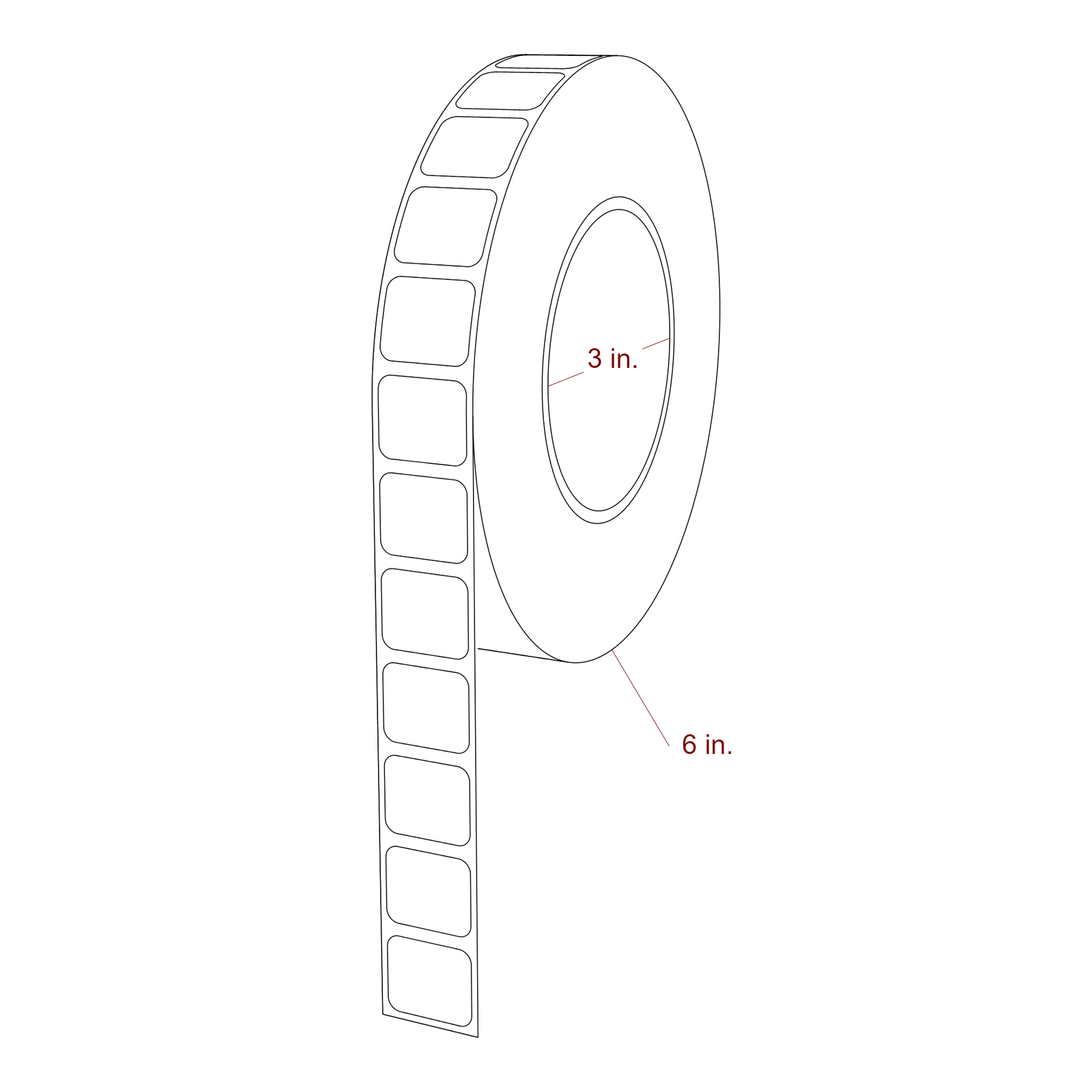 0.875" x 0.75" Rectangle Roll for Primera Printers; 0.875" x 0.75" Rectangle Label Diagram
