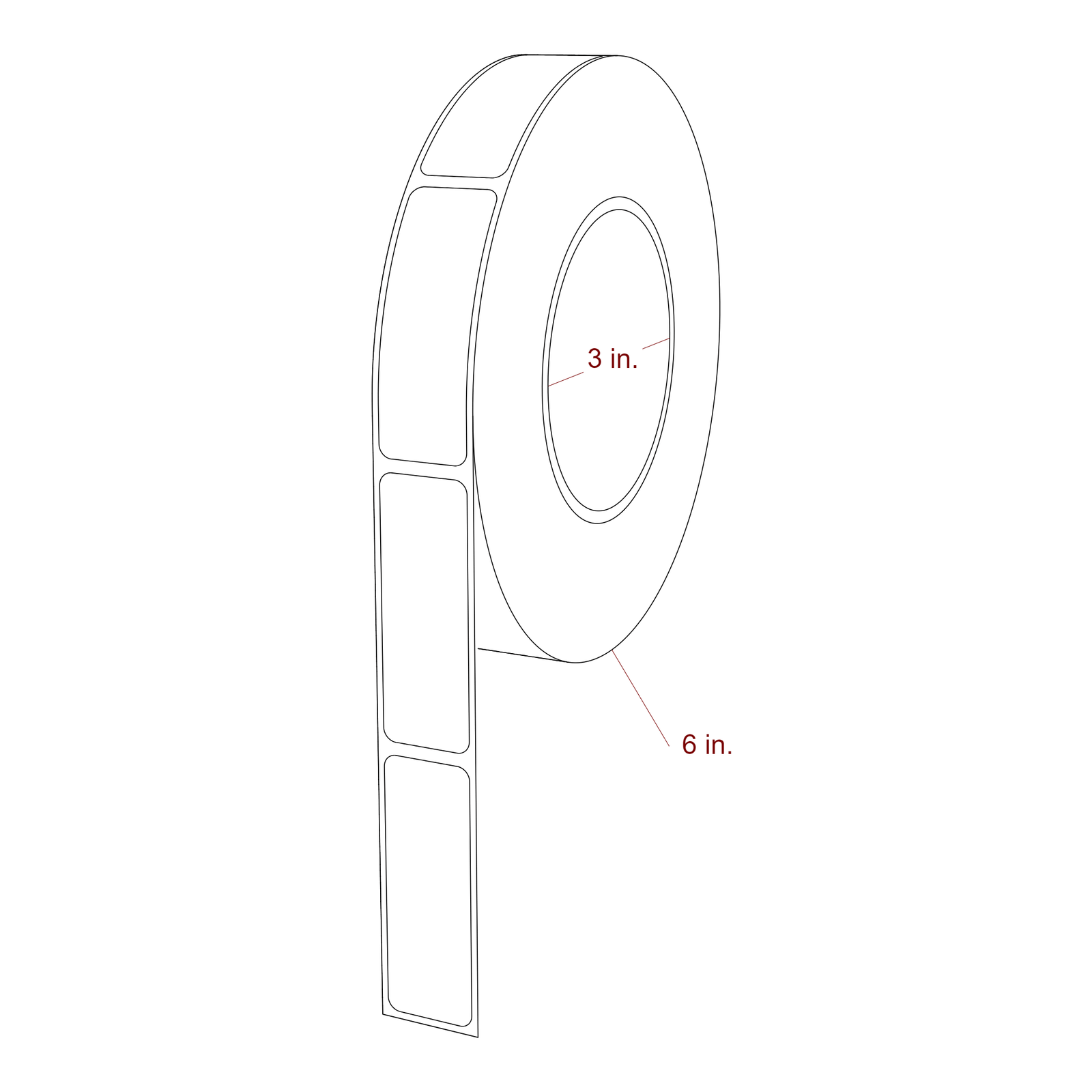 0.875" x 2.5" Rectangle Roll for Primera Printers; 0.875" x 2.5" Rectangle Label Diagram