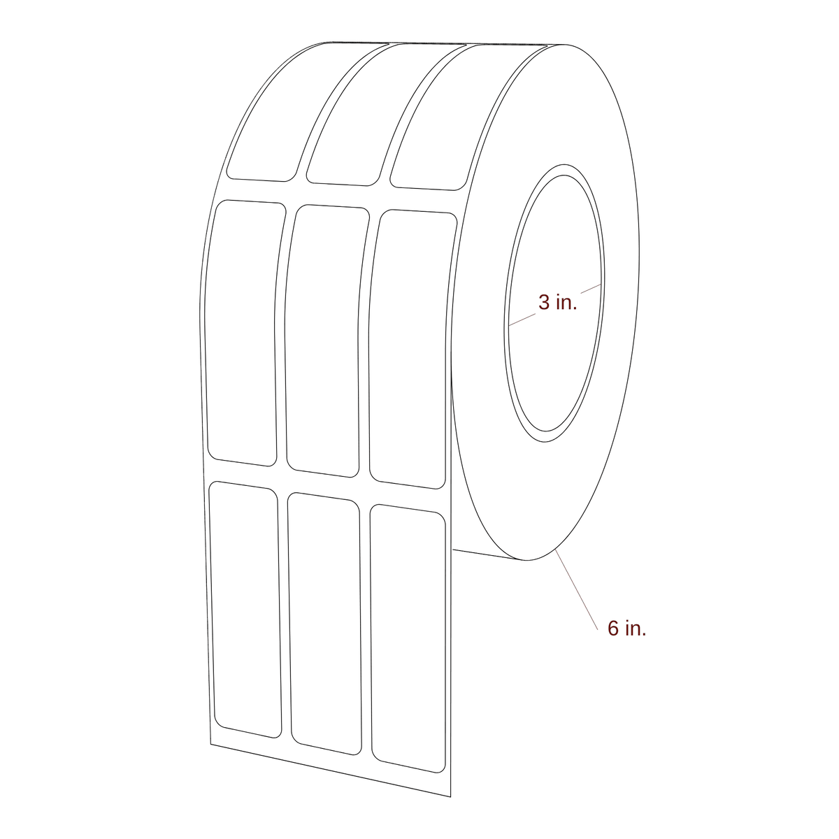 0.875" x 2.875" Rectangle Roll for Inkjet Printers; 0.875" x 2.875" Rectangle Label Diagram