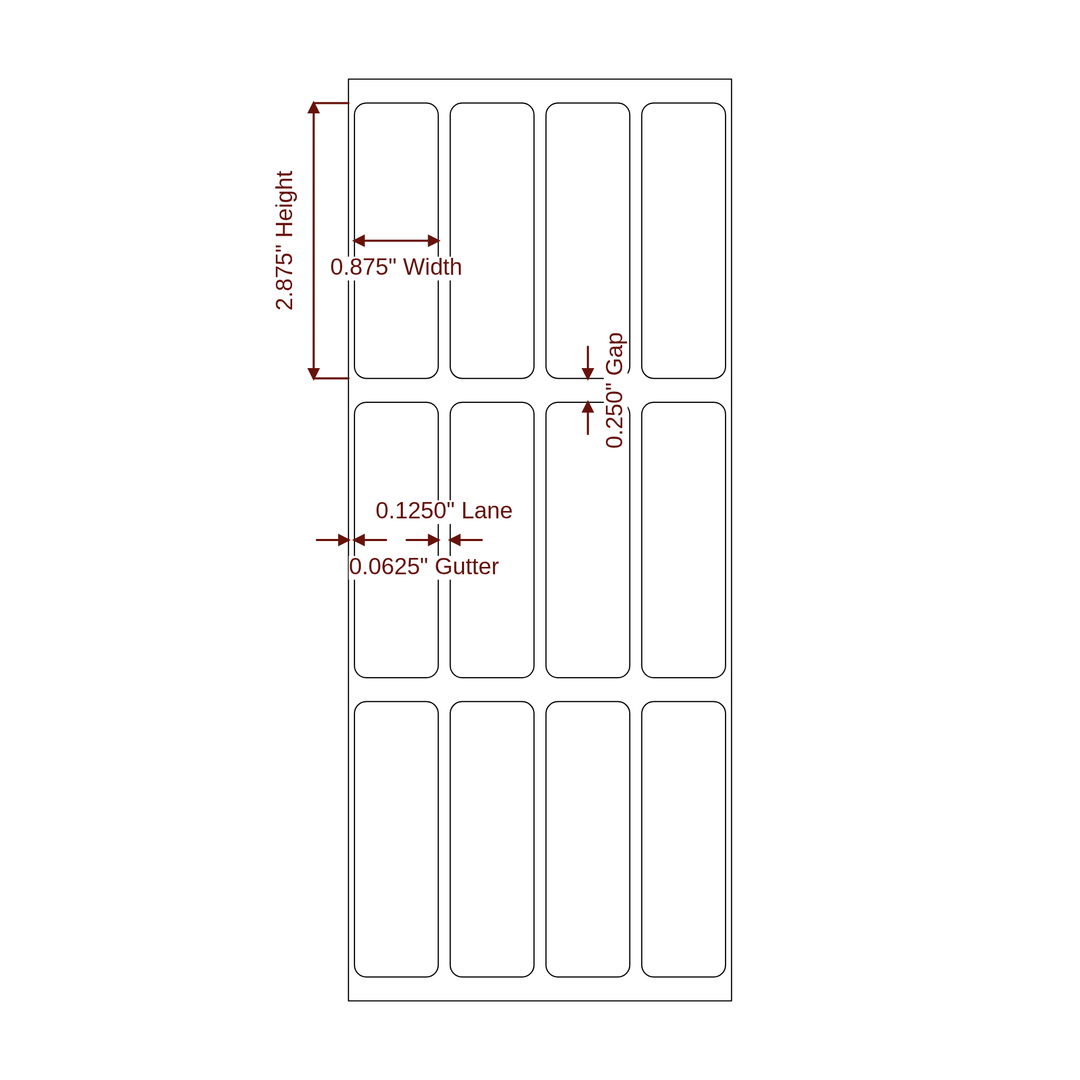0.875" x 2.875" Rectangle Roll for Inkjet Printers; 0.875" x 2.875" Rectangle Label Diagram