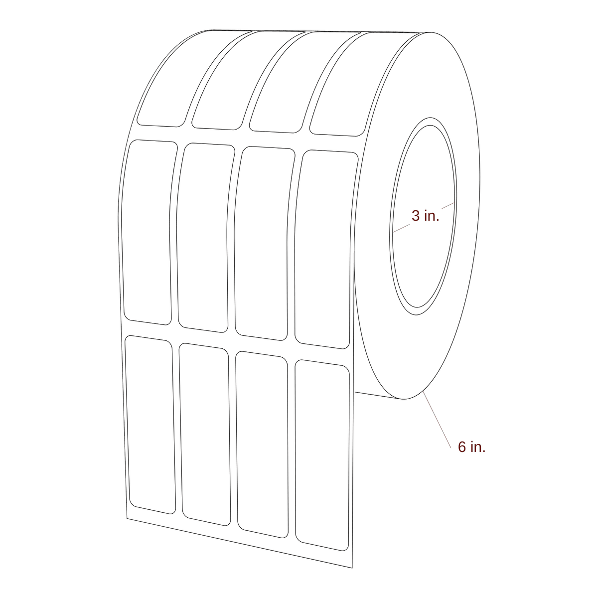 0.875" x 2.875" Rectangle Roll for Inkjet Printers; 0.875" x 2.875" Rectangle Label Diagram