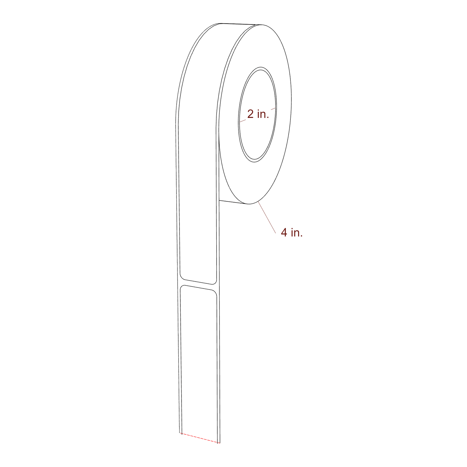 0.875" x 6.5" Rectangle Roll for Primera Printers; 0.875" x 6.5" Rectangle Label Diagram