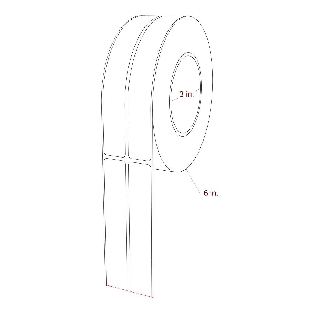 0.875" x 6.5" Rectangle Roll for Primera Printers; 0.875" x 6.5" Rectangle Label Diagram