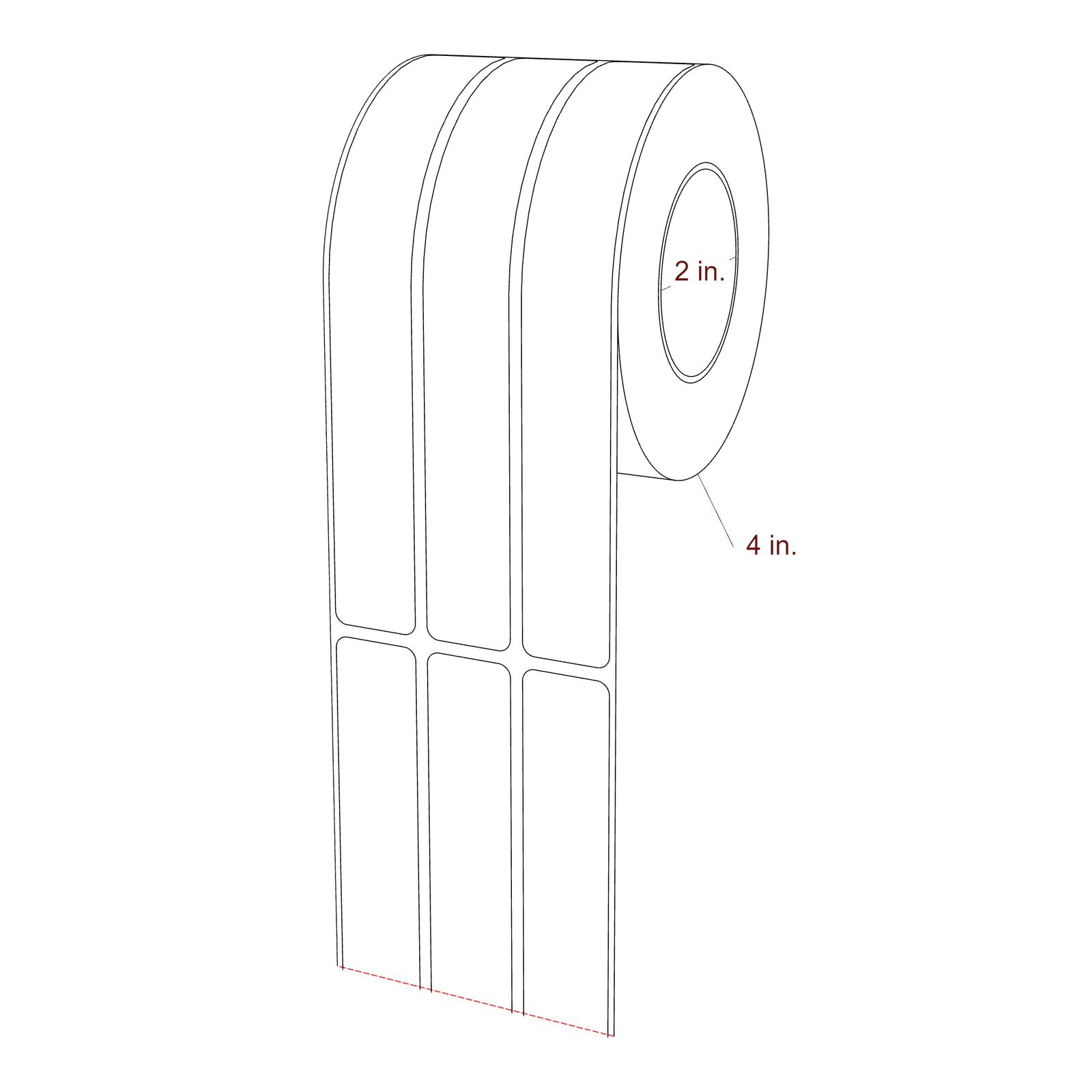 0.875" x 6.5" Rectangle Roll for Primera Printers; 0.875" x 6.5" Rectangle Label Diagram