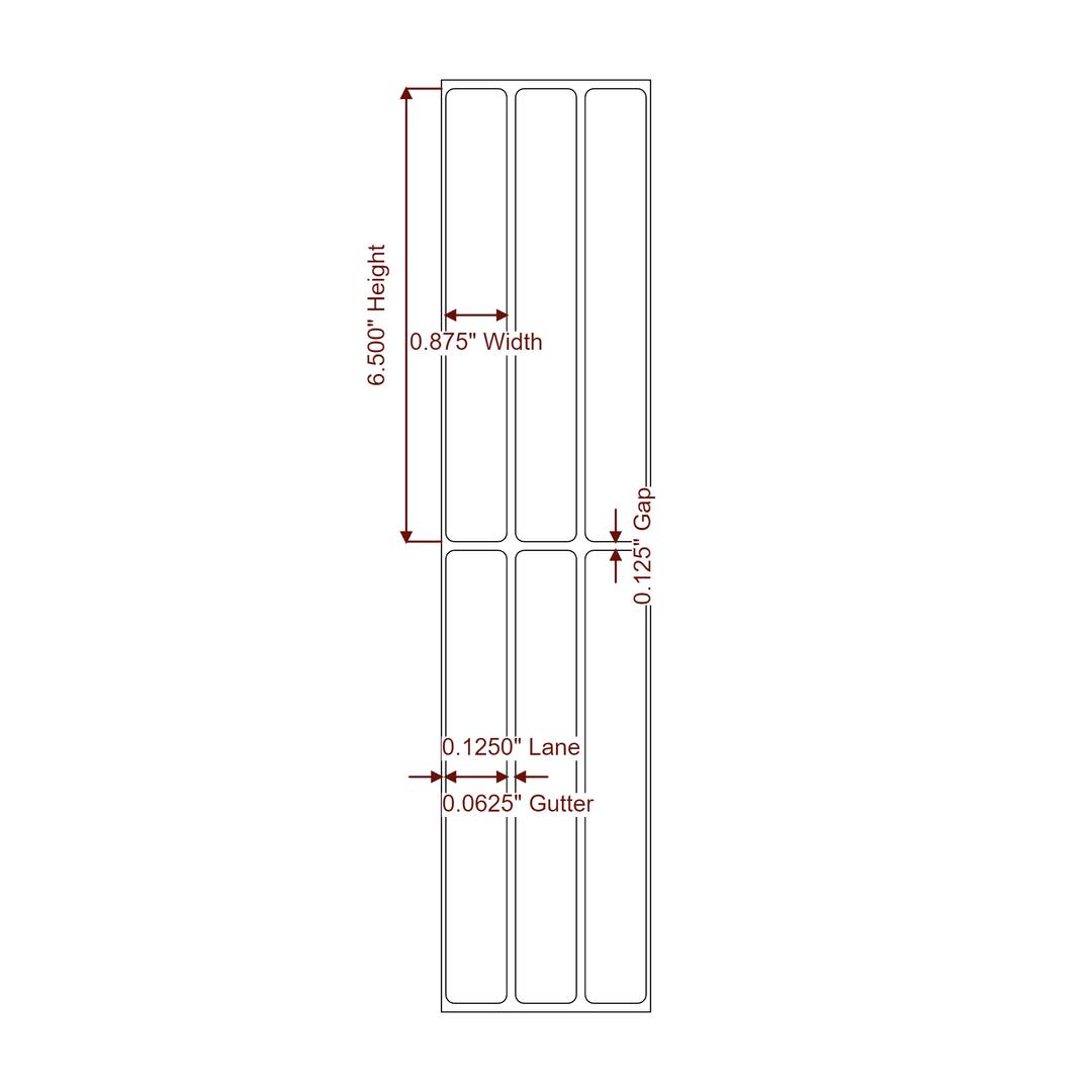 0.875" x 6.5" Rectangle Roll for Primera Printers; 0.875" x 6.5" Rectangle Label Diagram