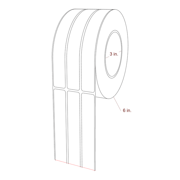 0.875" x 6.5" Inkjet Label Rolls | 3-Up | Fits Primera