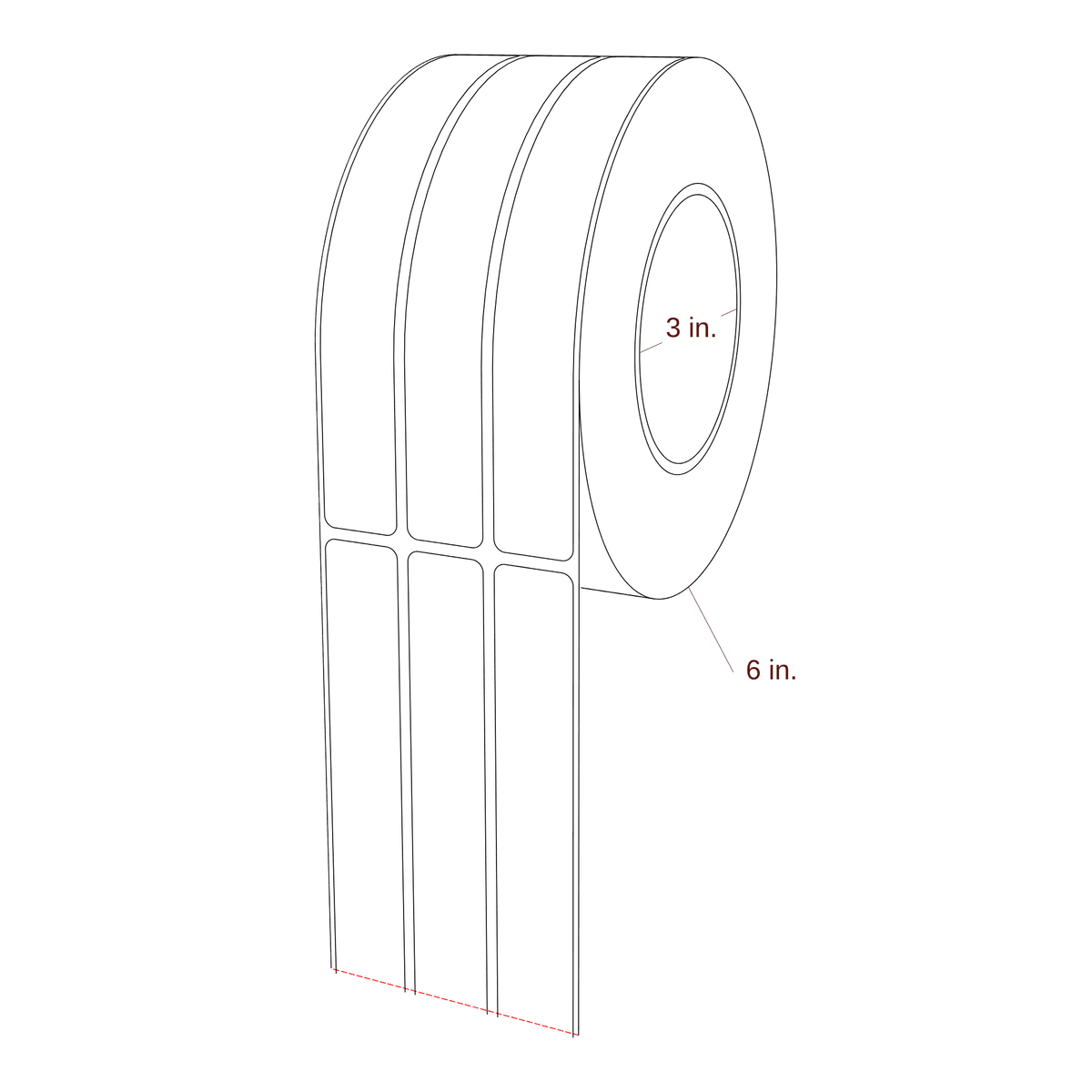 0.875" x 6.5" Rectangle Roll for Primera Printers; 0.875" x 6.5" Rectangle Label Diagram