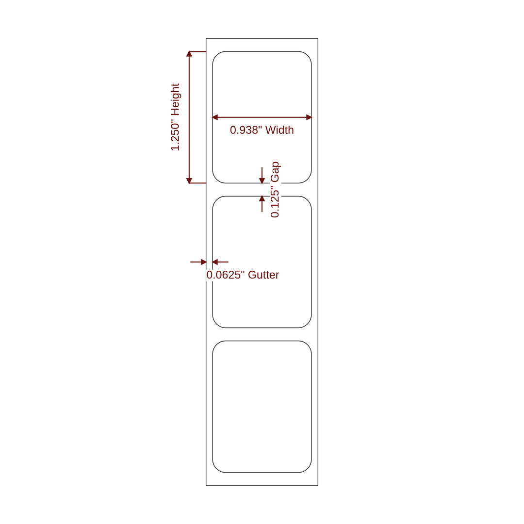 0.938" x 1.25" Rectangle Roll for Primera Printers; 0.938" x 1.25" Rectangle Label Diagram