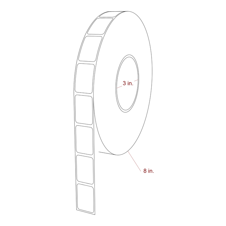 0.938 Inch x 1.375 Inch Rectangle Inkjet Label Roll - 3 Inch Core - 8 Inch Roll OD - 3D Perspective