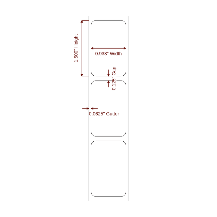 0.938" x 1.5" Rectangle Roll for Primera Printers; 0.938" x 1.5" Rectangle Label Diagram