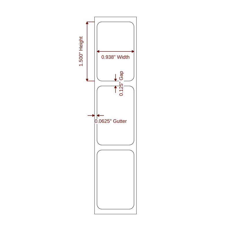 0.938" x 1.5" Inkjet Label Rolls | Fits Primera - Label Diagram