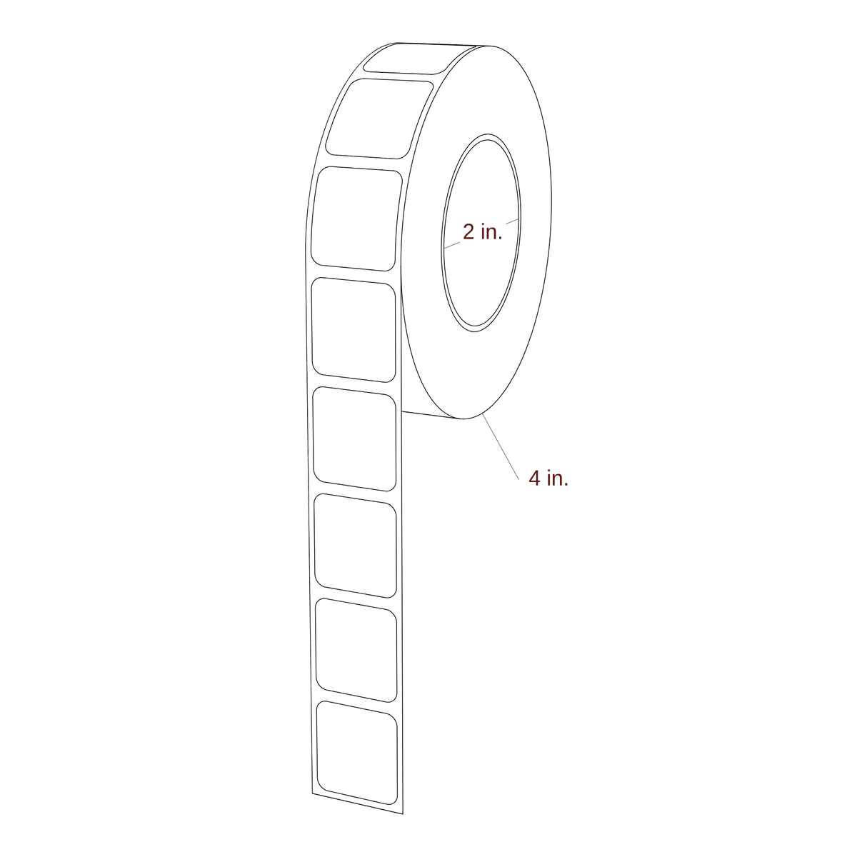 0.938" x 1" Rectangle Roll for Primera Printers; 0.938" x 1" Rectangle Label Diagram